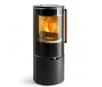 Печь K900, низкая, черная, кожаная ручка + хромированная окантовка стекла (Keddy)